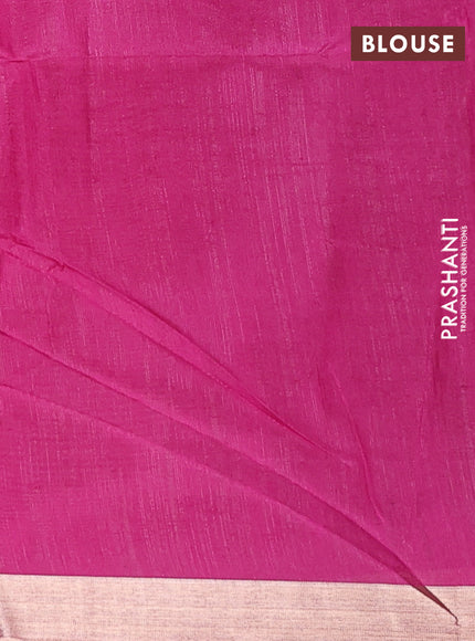 Semi dupion saree peach pink and magenta pink with allover zari woven buttas and zari woven border