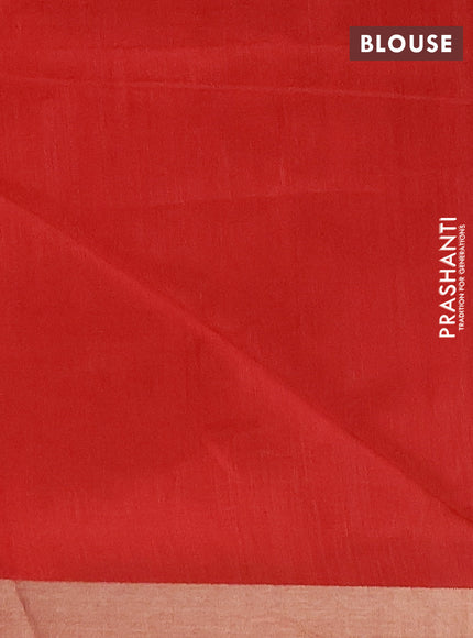 Semi dupion saree sunset orange and red with allover zari woven buttas and zari woven border