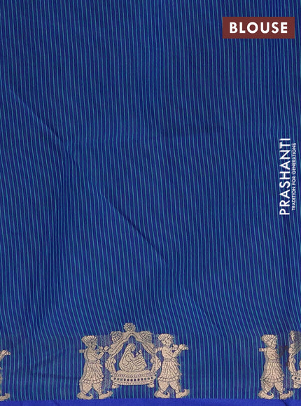 Semi dupion saree teal green and blue with allover bandhani thread woven buttas and zari woven butta border