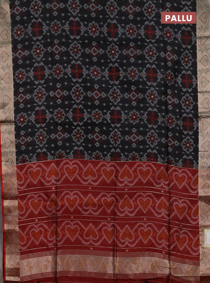 Semi dupion saree black and maroon with allover thread weaves pattern and zari woven border