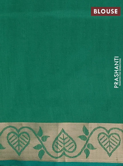 Semi dupion saree light green and green with allover thread weaves pattern and zari woven border