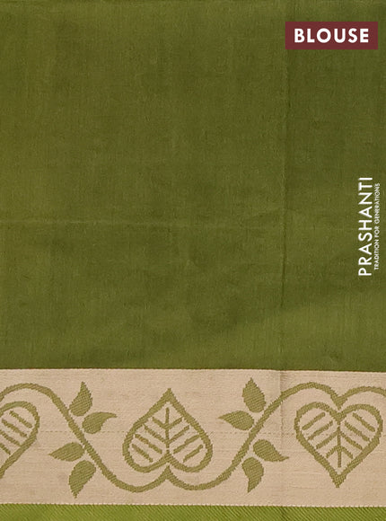 Semi dupion saree mustard yellow and light green with allover thread weaves pattern and zari woven border