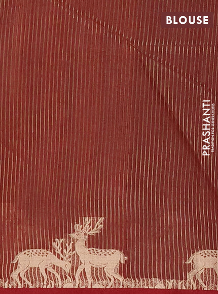Semi dupion saree beige and maroon with allover bandhani thread woven buttas and zari woven butta border
