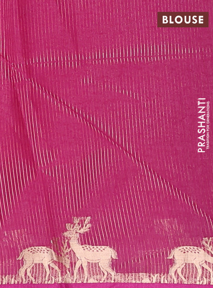 Semi dupion saree peach pink and magenta pink with allover bandhani thread woven buttas and zari woven butta border