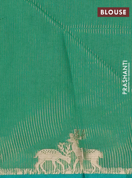 Semi dupion saree light green and teal green with allover bandhani thread woven buttas and zari woven butta border