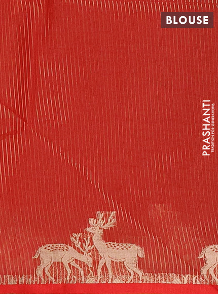 Semi dupion saree sunset orange and red with allover bandhani thread woven buttas and zari woven butta border