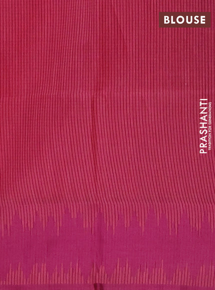 Semi dupion saree peach pink and magenta pink with allover thread stripe pattern and thread woven border