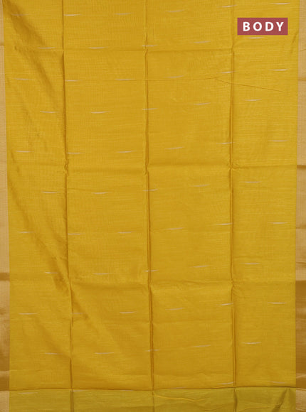Semi dupion saree mustard yellow and light green with allover zari woven buttas and zari woven border