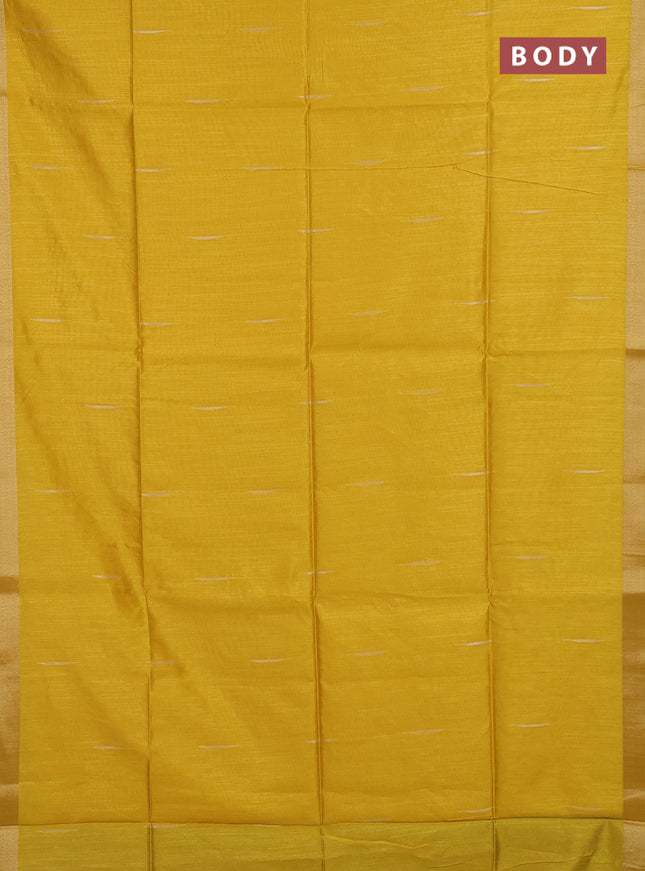 Semi dupion saree mustard yellow and light green with allover zari woven buttas and zari woven border