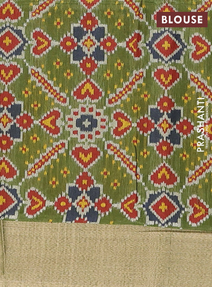 Semi dupion saree mustard yellow and light green with allover zari woven buttas and zari woven border