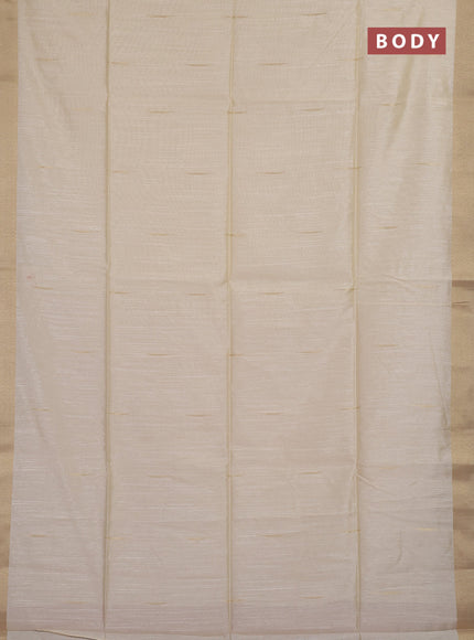 Semi dupion saree cream and red with allover zari woven buttas and zari woven border