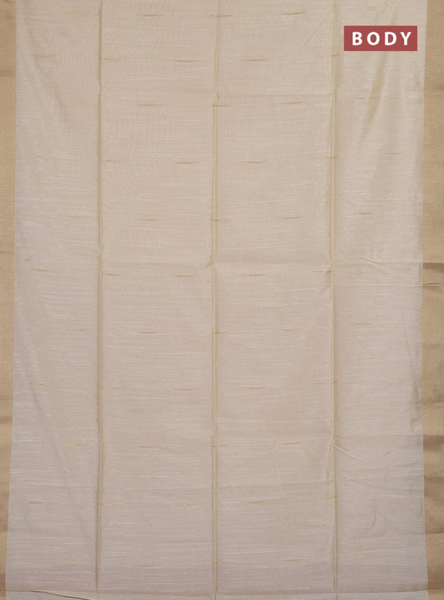Semi dupion saree cream and red with allover zari woven buttas and zari woven border