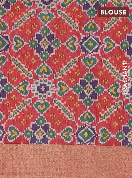 Semi dupion saree cream and red with allover zari woven buttas and zari woven border