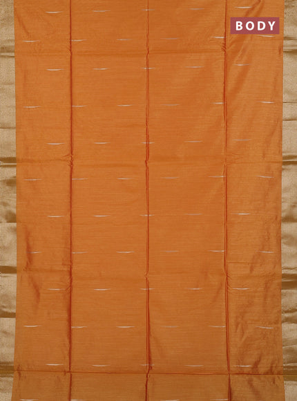 Semi dupion saree sunset orange and red with allover zari woven buttas and zari woven border