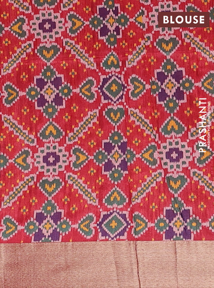 Semi dupion saree sunset orange and red with allover zari woven buttas and zari woven border