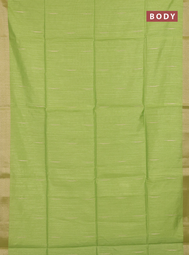 Semi dupion saree light green and green with allover zari woven buttas and zari woven border