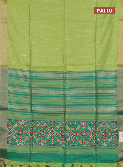 Semi dupion saree light green and green with allover zari woven buttas and zari woven border