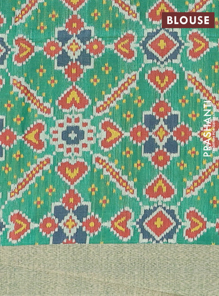 Semi dupion saree light green and green with allover zari woven buttas and zari woven border