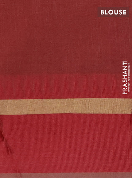 Semi dupion saree beige and maroon with plain body and temple design woven border