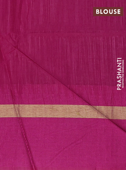 Semi dupion saree peach pink and magenta pink with plain body and temple design woven border