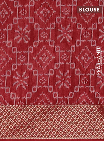 Semi dupion saree peach orange and maroon with allover thread zigzag weaves and zari woven border