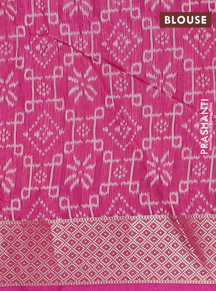 Semi dupion saree peach pink and magenta pink with allover thread zigzag weaves and zari woven border