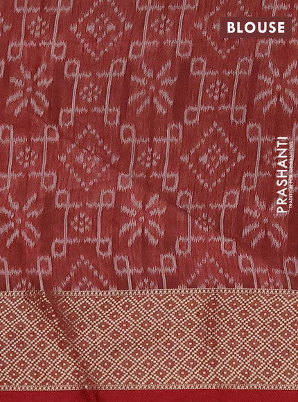 Semi dupion saree beige and maroon with allover thread zigzag weaves and zari woven border