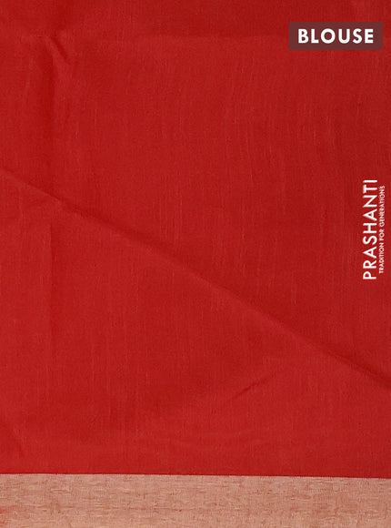 Semi dupion saree sunset orange and red with allover thread & zari weaves and zari woven border