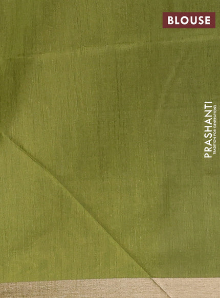 Semi dupion saree mustard yellow and green with allover thread & zari weaves and zari woven border