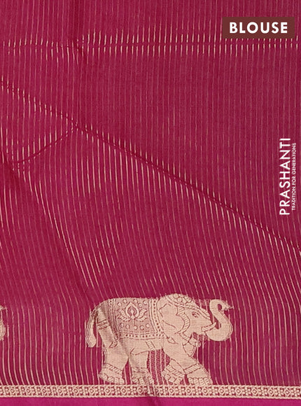 Semi dupion saree peach pink and magenta pink with allover bandhani thread woven buttas and zari woven butta border