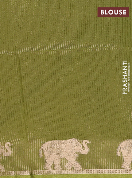 Semi dupion saree mustard yellow and light green with allover bandhani thread woven buttas and zari woven butta border