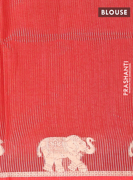 Semi dupion saree sunset orange and red with allover bandhani thread woven buttas and zari woven butta border
