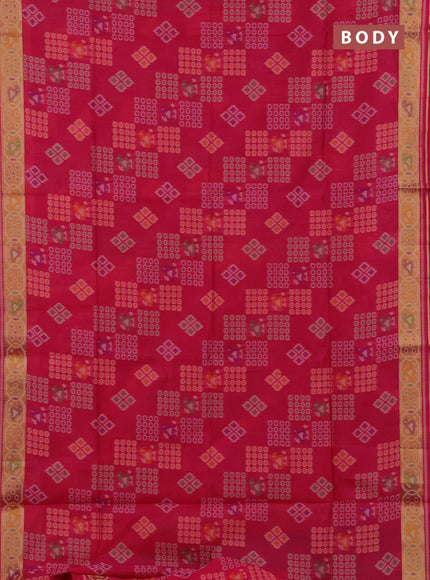Semi dupion saree pink with allover thread woven buttas and woven border