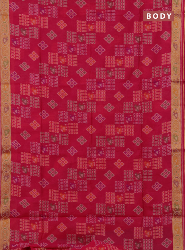 Semi dupion saree pink with allover thread woven buttas and woven border