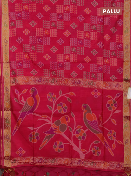 Semi dupion saree pink with allover thread woven buttas and woven border