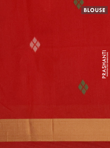 Semi dupion saree red with allover thread woven buttas and woven border