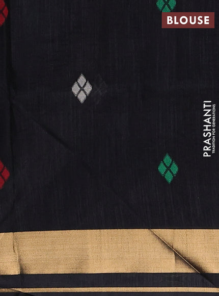 Semi dupion saree black with allover thread woven buttas and woven border