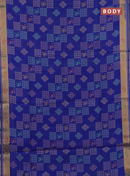 Semi dupion saree blue with allover thread woven buttas and woven border