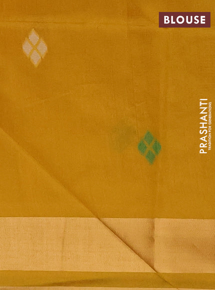 Semi dupion saree mustard yellow with allover thread woven buttas and woven border