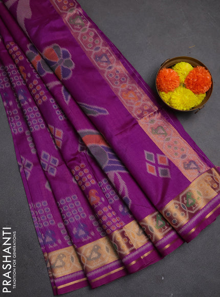 Semi dupion saree magenta pink with allover thread woven buttas and woven border