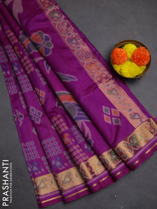 Semi dupion saree magenta pink with allover thread woven buttas and woven border