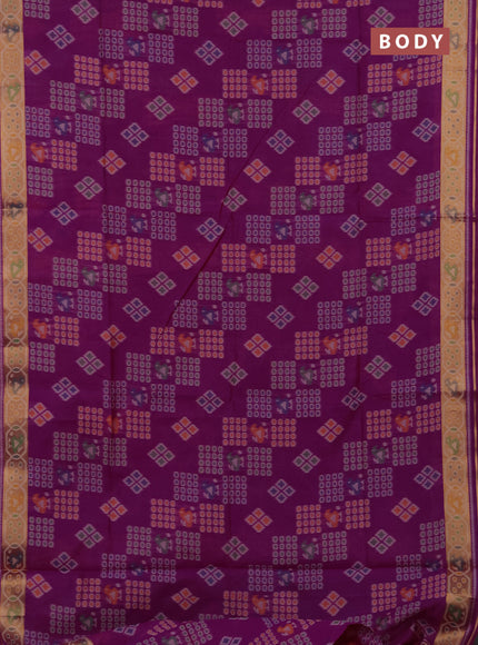 Semi dupion saree magenta pink with allover thread woven buttas and woven border