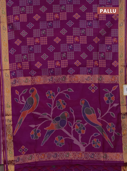 Semi dupion saree magenta pink with allover thread woven buttas and woven border