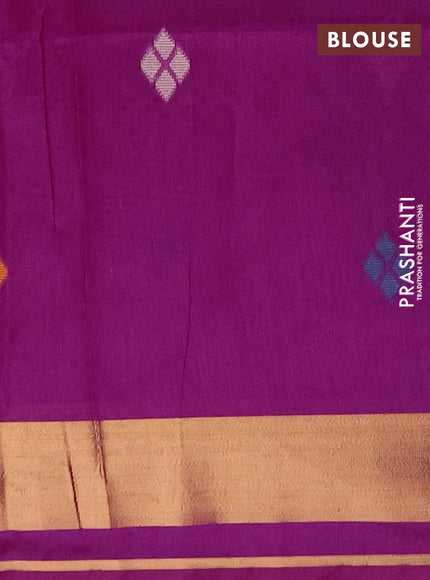 Semi dupion saree magenta pink with allover thread woven buttas and woven border