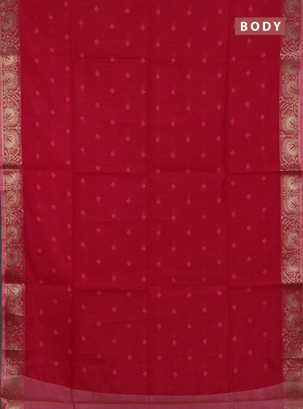 Semi dupion saree pink and light pink with allover bandhani thread woven buttas and zari woven butta border