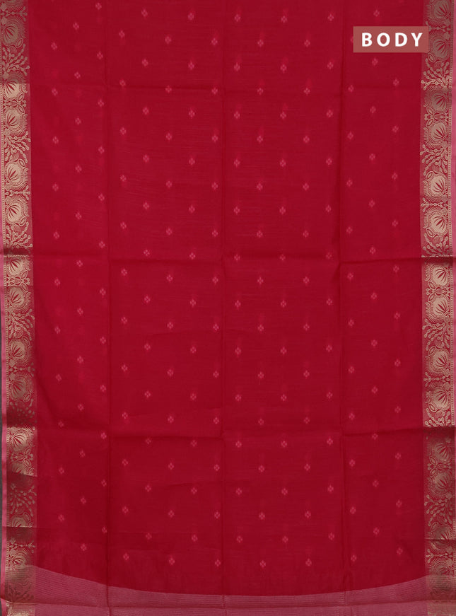 Semi dupion saree pink and light pink with allover bandhani thread woven buttas and zari woven butta border