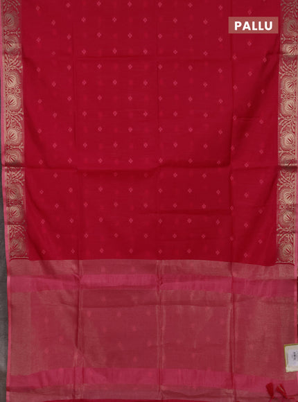 Semi dupion saree pink and light pink with allover bandhani thread woven buttas and zari woven butta border