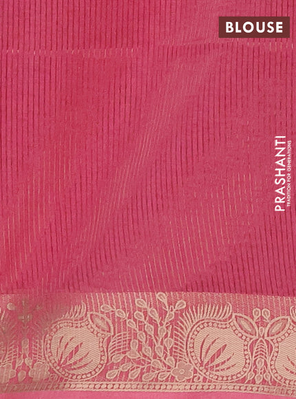 Semi dupion saree pink and light pink with allover bandhani thread woven buttas and zari woven butta border