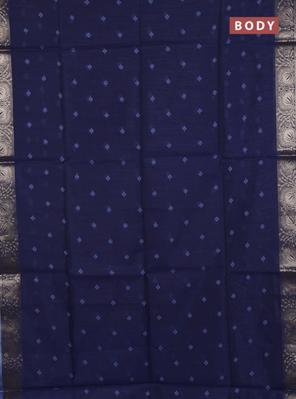 Semi dupion saree navy blue and pastel blue with allover bandhani thread woven buttas and zari woven butta border