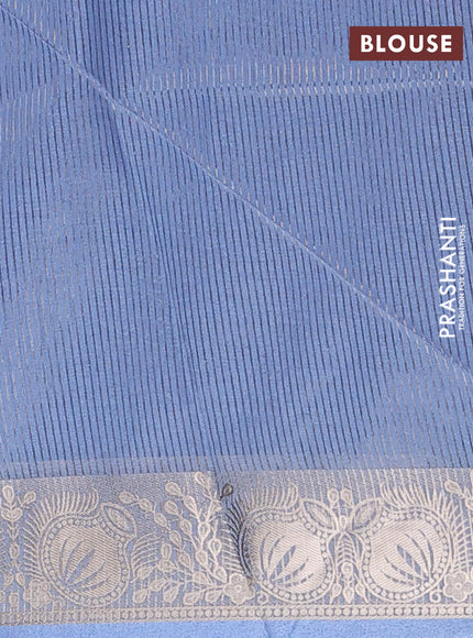 Semi dupion saree navy blue and pastel blue with allover bandhani thread woven buttas and zari woven butta border